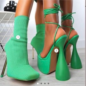 Green platform heels